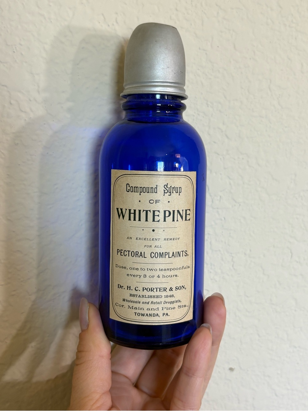Compound Syrup of White Pine - Cobalt Blue Bottle - Picture 1 of 6